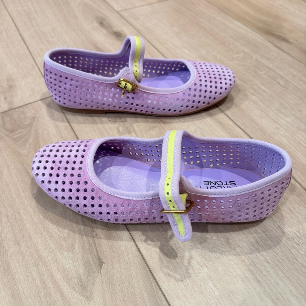 CS Raleigh suede flats Lilac Perf 7 ballet ballerina lime green mesh flats trend - Picture 7 of 11